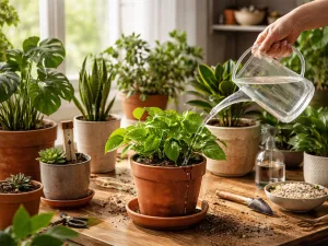Watering Indoor Plants for Balanced Soil Moisture