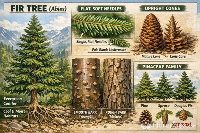 Fir tree features botanical infographic