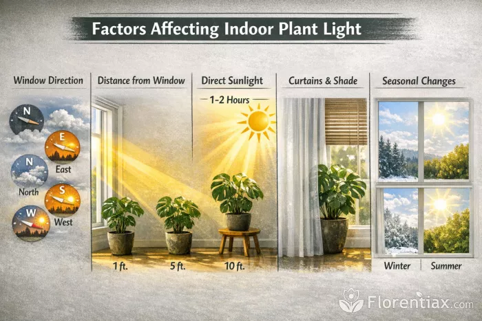 Indoor plant light factors infographic realism