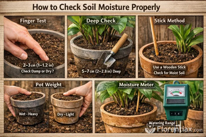 Soil moisture checking methods infographic guide