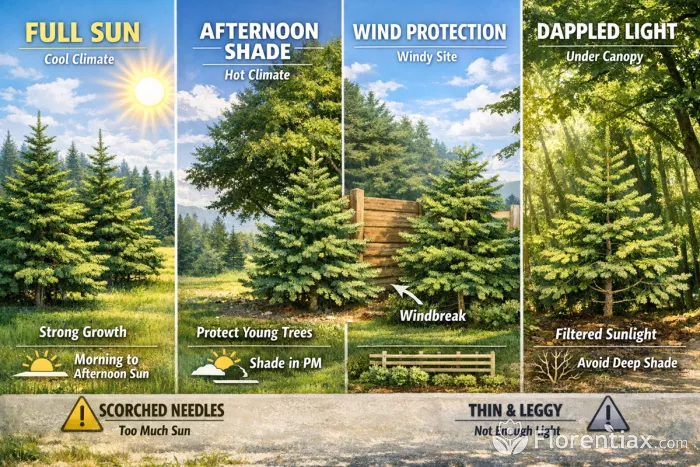 Fir sunlight exposure conditions infographic