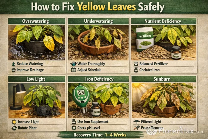 Fixing yellow plant leaves infographic guide