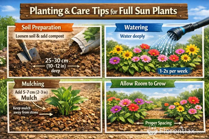 Full sun planting care infographic guide