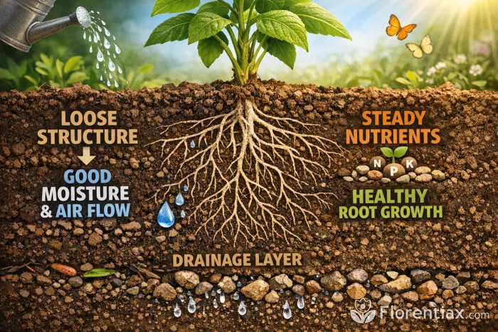 Healthy soil structure supporting active root growth