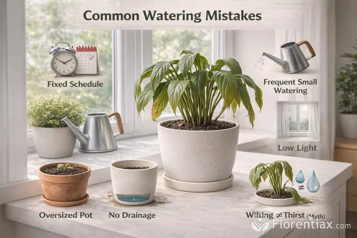Common watering mistakes infographic for houseplants