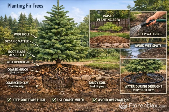Fir tree planting soil drainage diagram