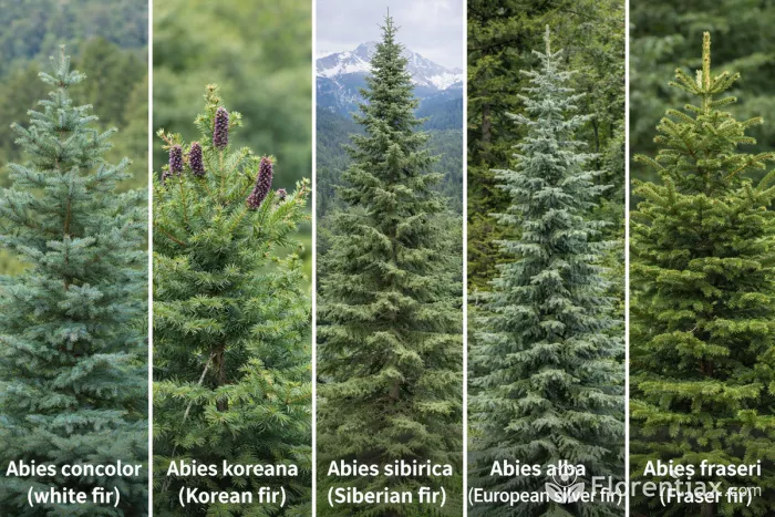Five Abies species comparison panel