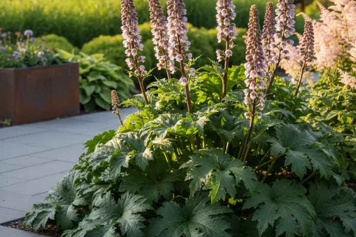 Low-maintenance acanthus care, bold foliage, flower spikes