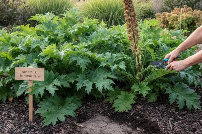 Minimal-care acanthus pruning and crown health