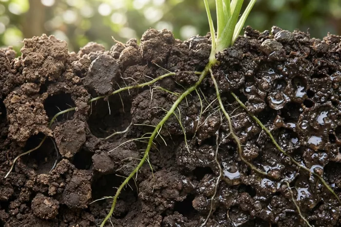 Balanced soil moisture retention and aeration