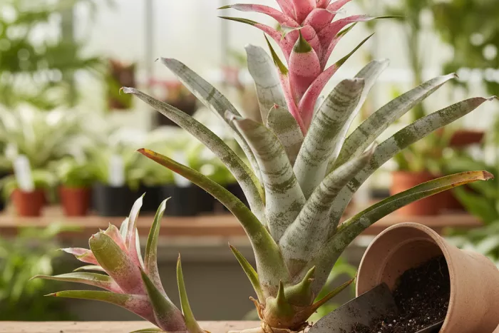 Aechmea bromeliad pup offset propagation
