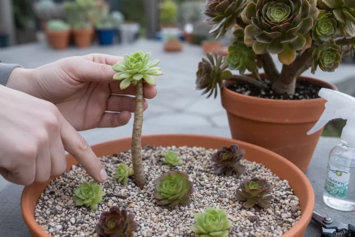 Aeonium propagation from cuttings and offsets