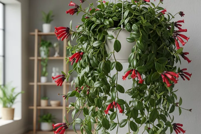 Aeschynanthus trailing growth and tubular blooms