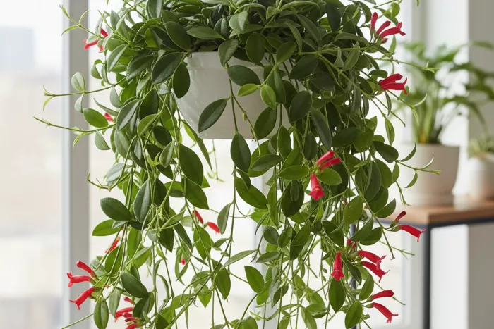 Aeschynanthus trailing epiphyte growth and cascading stems