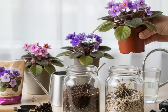 African violet soil mix and watering routine