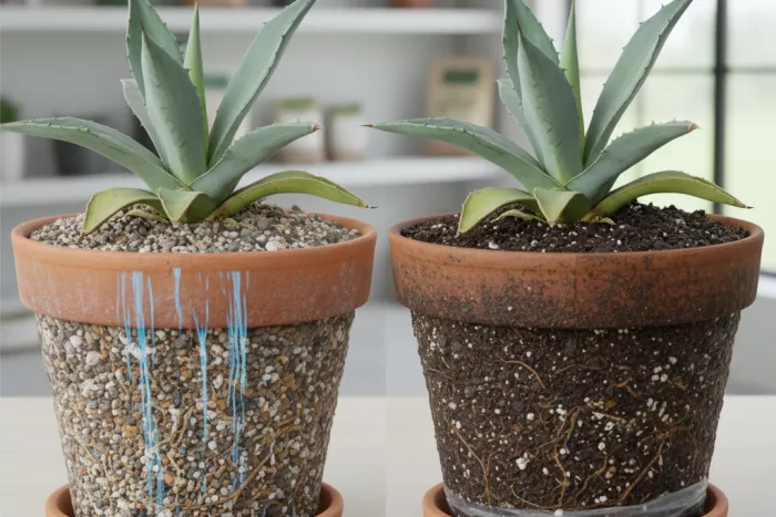 Agave watering limits and fast-draining soil mix