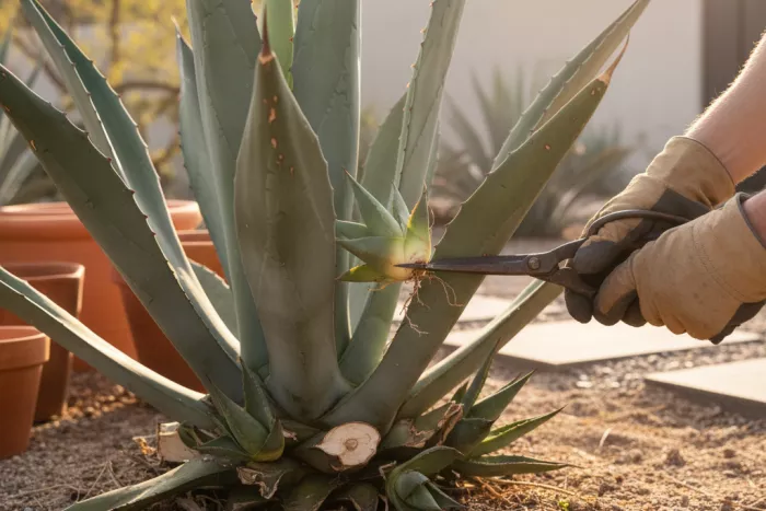 Agave pup offset propagation and transplanting