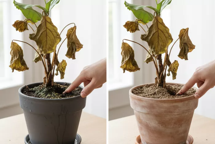 Indoor plant watering balance to prevent overwatering