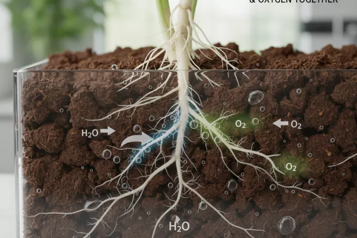 Balanced watering for healthy root oxygenation