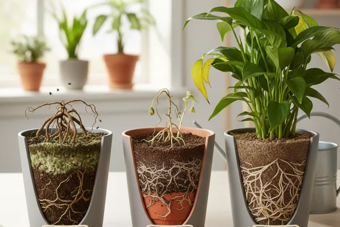 Proper watering for healthy plant roots