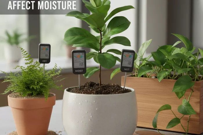 Indoor plant watering by pot size and soil