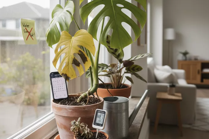 Proper indoor plant watering to prevent root rot
