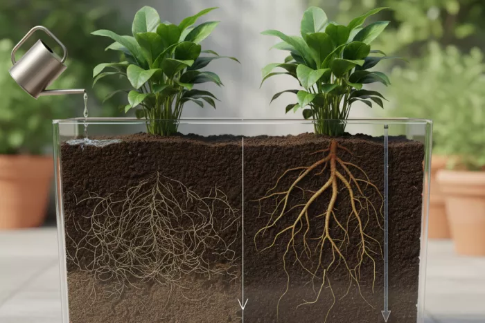 Deep watering for strong root development