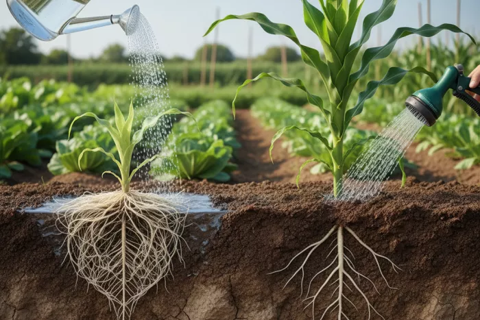 Deep watering for strong root development