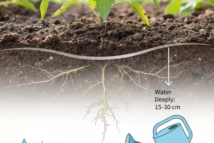 Deep watering for strong root development