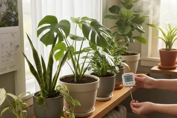Soil moisture testing for indoor plant watering