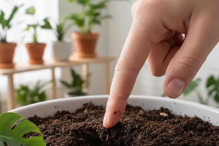 Root-zone soil moisture testing for indoor watering
