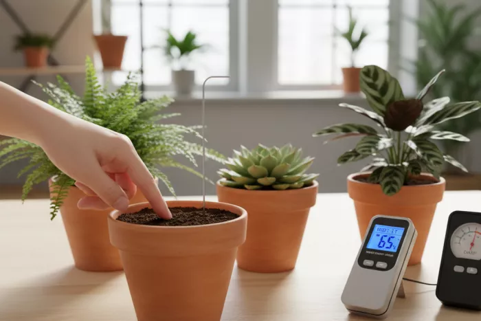 Soil moisture meter for indoor plant watering