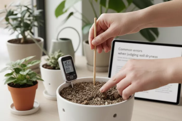 Soil moisture-based indoor plant watering guide