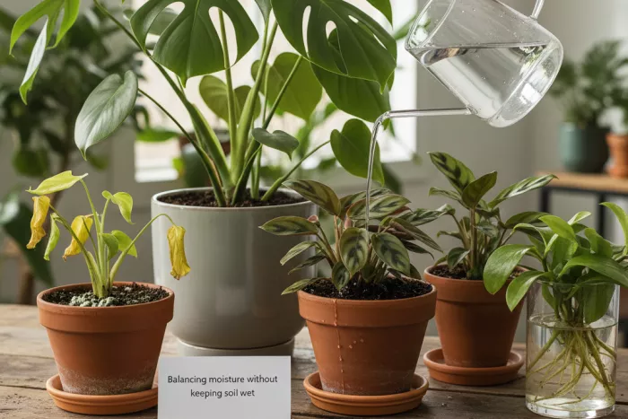 Proper indoor plant soil moisture balance