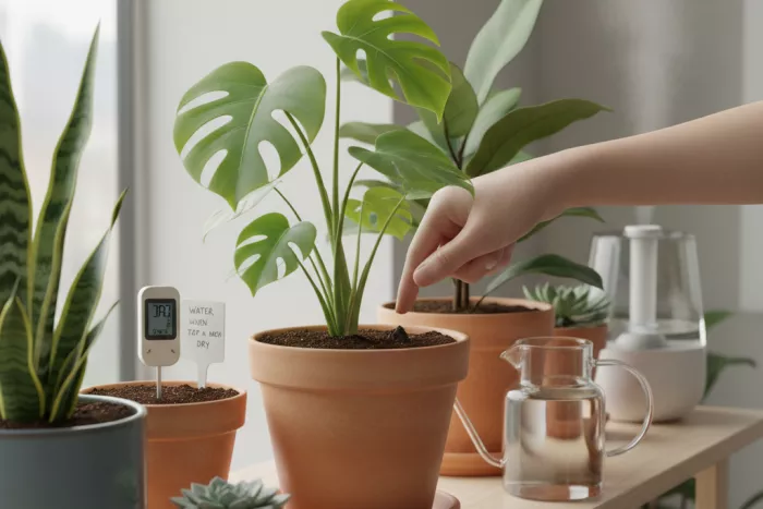 Consistent indoor plant soil moisture management