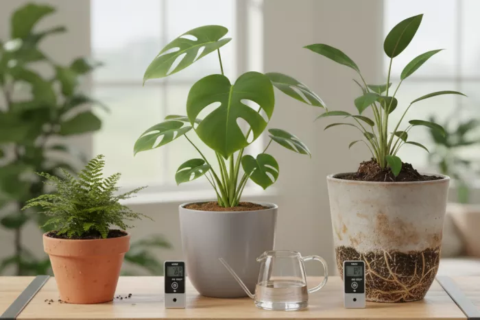 Container size impact on houseplant watering balance