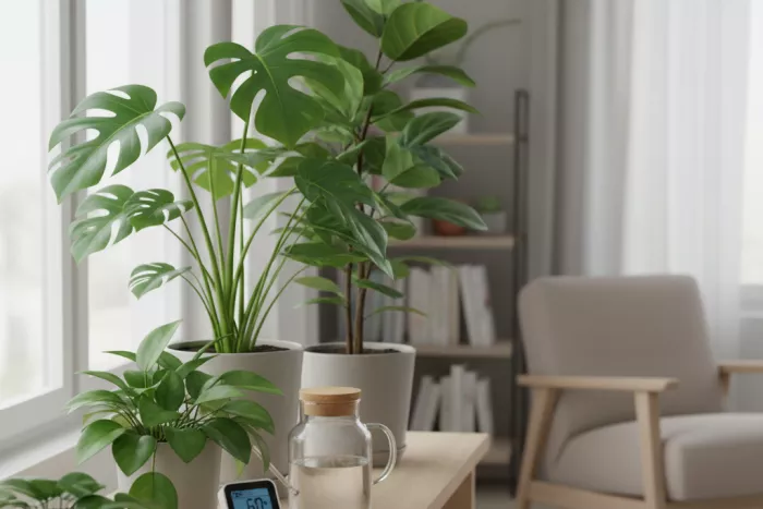 Balanced watering for firm leaves and new growth