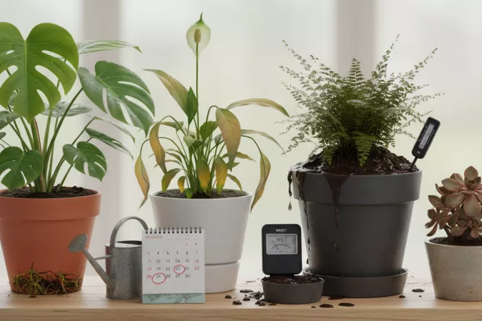 Balanced houseplant watering to prevent moisture swings