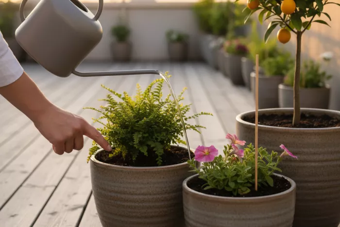 Safe container watering for healthy roots