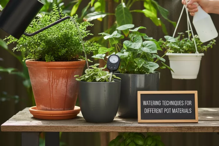 Safe container watering to prevent root stress