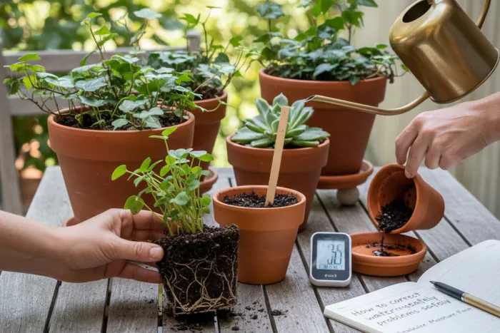 Stabilizing container soil moisture to prevent root stress