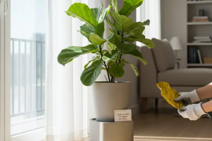 Sudden yellowing leaves from environmental shock