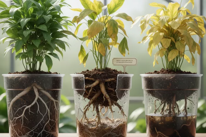 Sudden yellow leaves from root disturbance