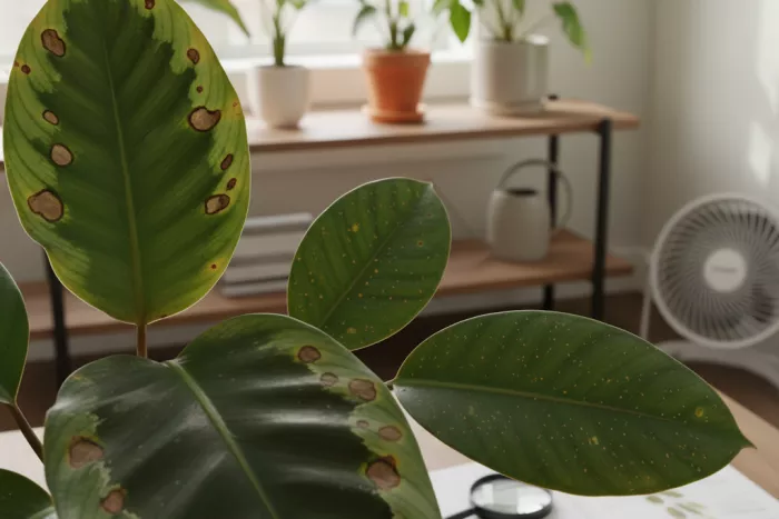 Indoor plant brown leaf spot causes