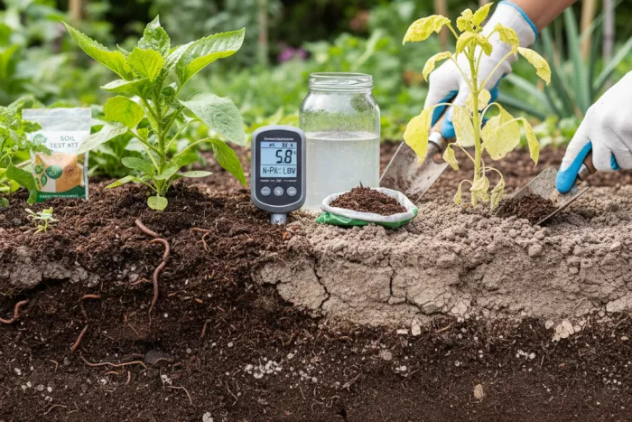 Nutrient imbalance causing yellowing garden leaves