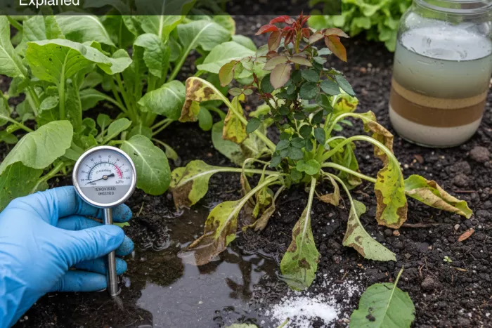 Sudden brown leaf spots from soil moisture stress