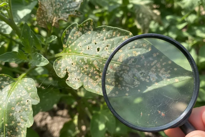 Pest damage causing sudden brown leaf spots