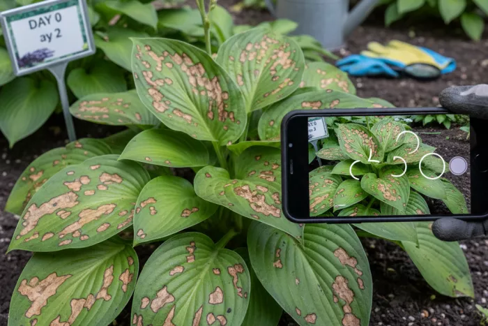 Diagnosing sudden brown leaf spots outdoors