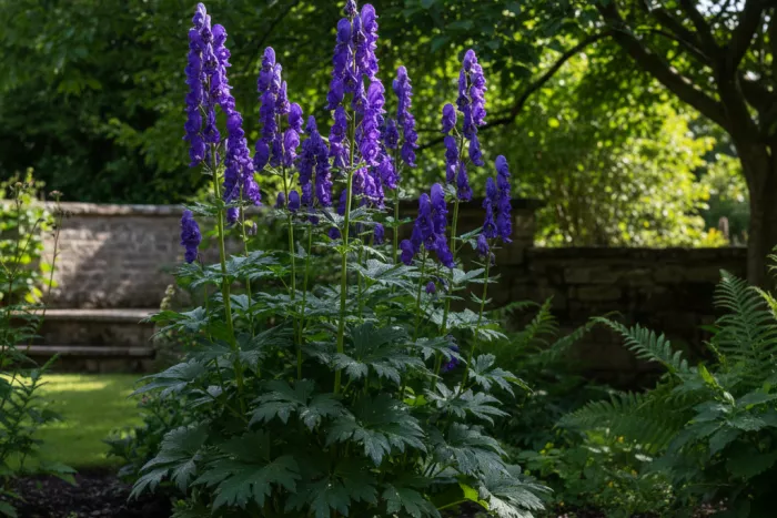 Aconitum light exposure for strong upright stems