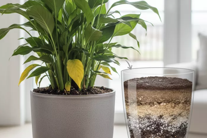Lower leaves yellowing from watering patterns